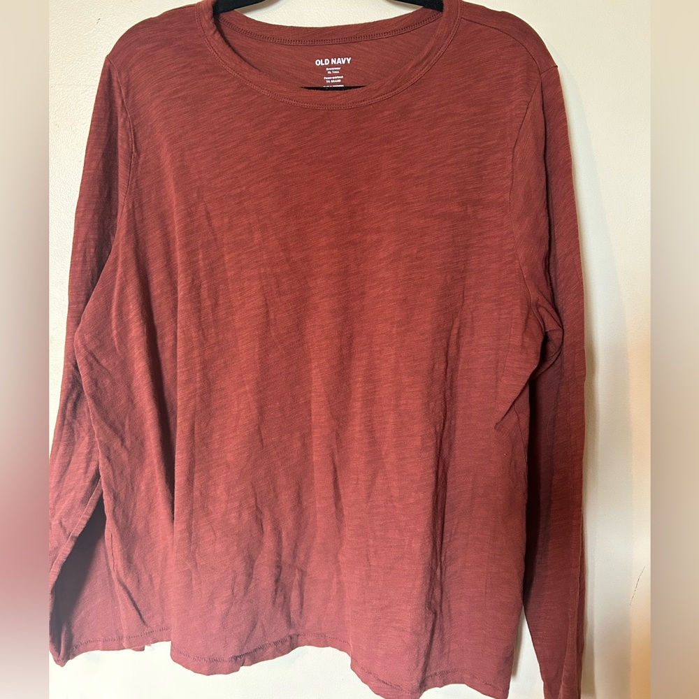 🛍️2/$20🛍️ Old Navy Orange/Red Everywear Long Sleeve Shirt Women’s
